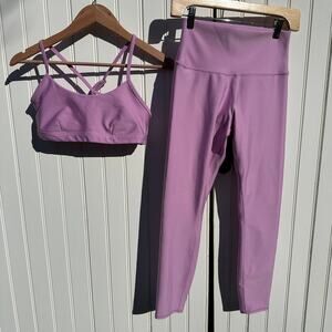Alo Yoga Airlift Intrigue Bra 7/8 High-Waist Airlift Legging Pink Lavender Sz M